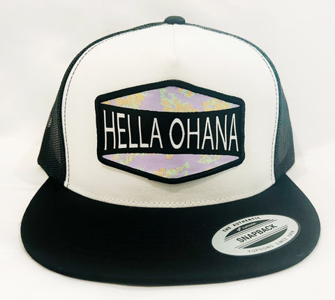 Hella Ohana Patch Hat Black & White
